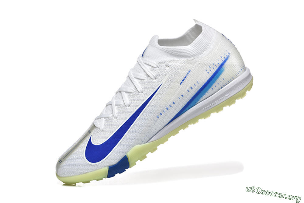 Nike Air Zoom Mercurial Vapor 16 Elite TF Football Shoes - White/Blue/Beige 8