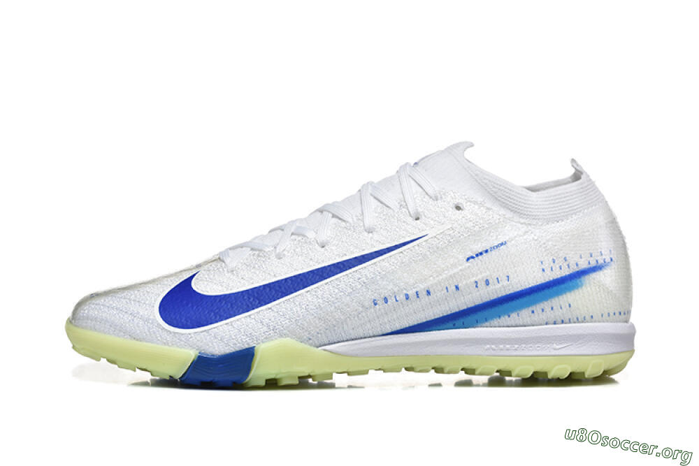 Nike Air Zoom Mercurial Vapor 16 Elite TF Football Shoes - White/Blue/Beige 3