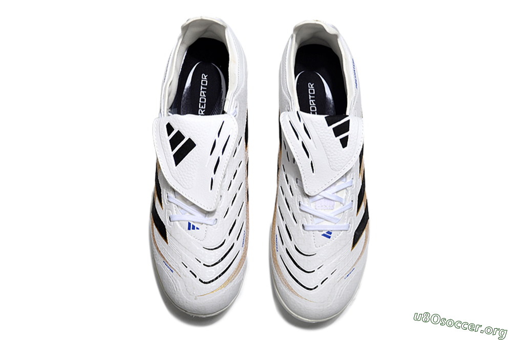 Adidas Predator 25 Elite Foldover Tongue TF Football Shoes - White/Black/Gold 4