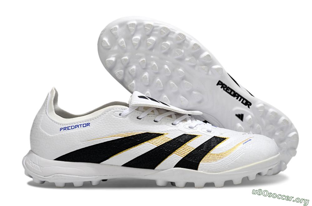 Adidas Predator 25 Elite Foldover Tongue TF Football Shoes - White/Black/Gold 2