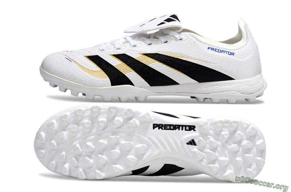 Adidas Predator 25 Elite Foldover Tongue TF Football Shoes - White/Black/Gold 1