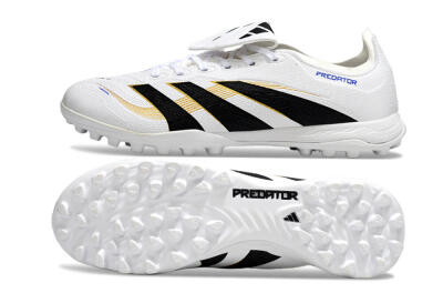 Adidas Predator 25 Elite Foldover Tongue TF Football Shoes - White/Black/Gold