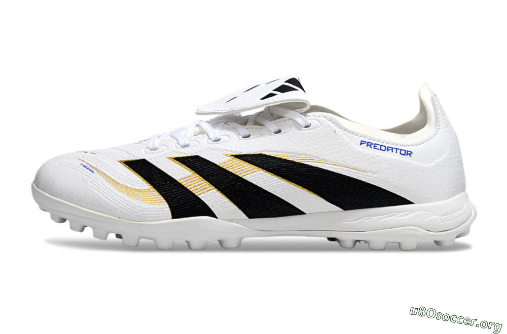Adidas Predator 25 Elite Foldover Tongue TF Football Shoes - White/Black/Gold 3