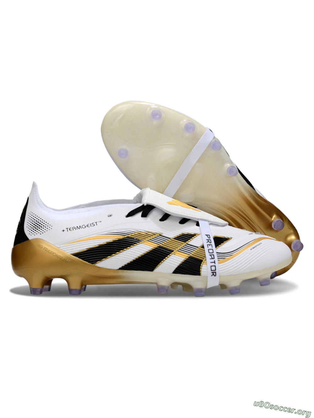 Adidas Predator 25 Elite Foldover Tongue FG Football Boots - White/Black/Gold 2