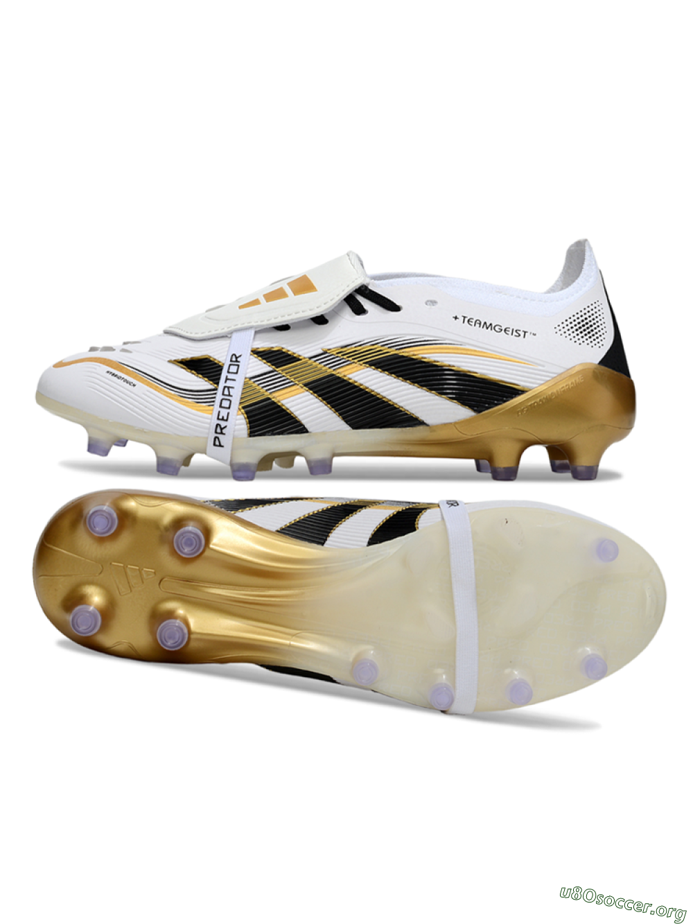 Adidas Predator 25 Elite Foldover Tongue FG Football Boots - White/Black/Gold 1