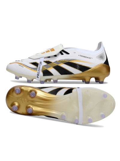 Adidas Predator 25 Elite Foldover Tongue FG Football Boots - White/Black/Gold