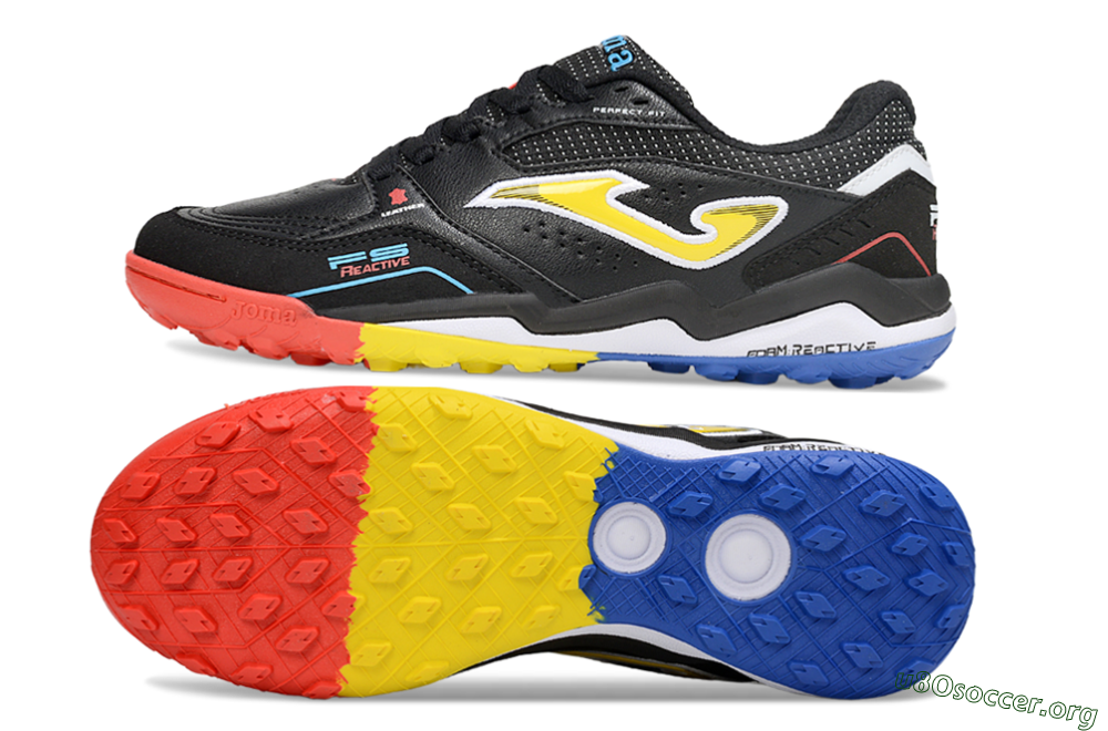 Joma Top Flex TF Football Shoes - Black/Yellow/Red 1