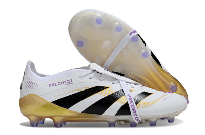 Adidas Predator 25 Elite Foldover Tongue AG Football Boots - White/Black/Gold