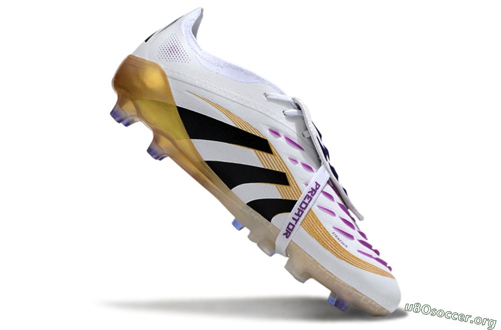 Adidas Predator 25 Elite Foldover Tongue AG Football Boots - White/Black/Gold 4