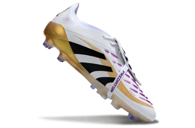 Adidas Predator 25 Elite Foldover Tongue AG Football Boots - White/Black/Gold