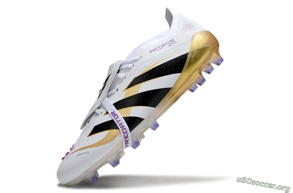 Adidas Predator 25 Elite Foldover Tongue AG Football Boots - White/Black/Gold 5