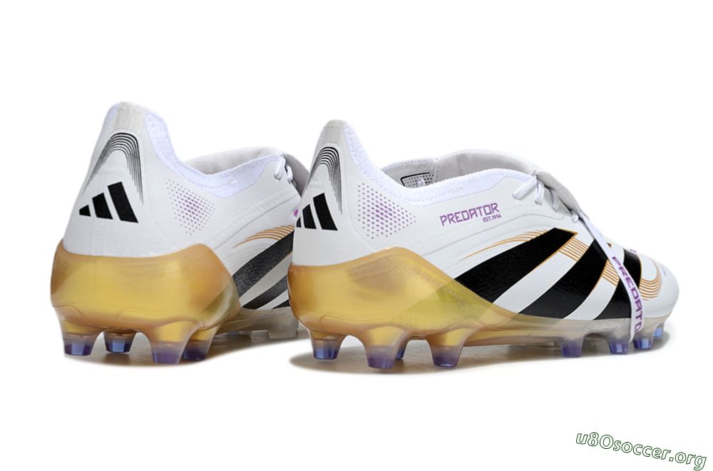 Adidas Predator 25 Elite Foldover Tongue AG Football Boots - White/Black/Gold 6