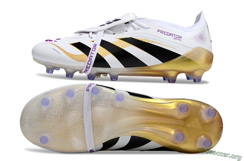 Adidas Predator 25 Elite Foldover Tongue AG Football Boots - White/Black/Gold 1