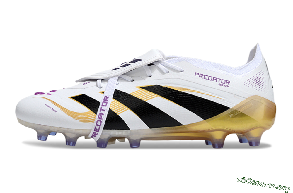 Adidas Predator 25 Elite Foldover Tongue AG Football Boots - White/Black/Gold 3