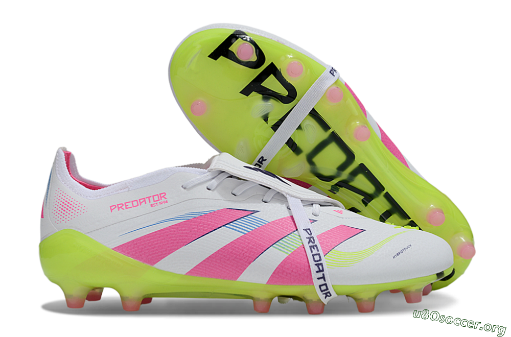 Adidas Predator 25 Elite Foldover Tongue AG Football Boots - White/Pink/Yellow 2