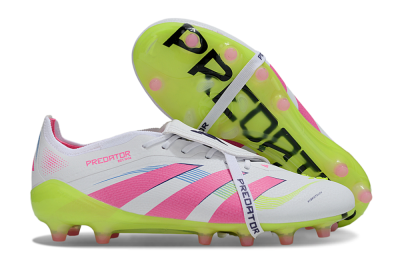 Adidas Predator 25 Elite Foldover Tongue AG Football Boots - White/Pink/Yellow