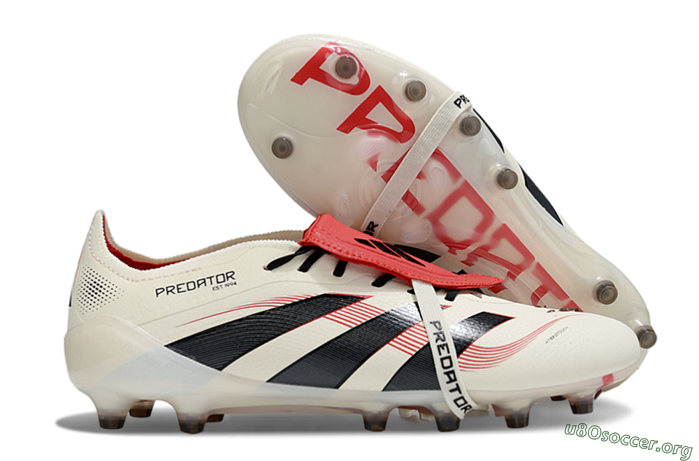 Adidas Predator 25 Elite Foldover Tongue AG Football Boots - White/Black/Red 2