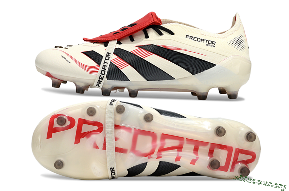 Adidas Predator 25 Elite Foldover Tongue AG Football Boots - White/Black/Red 1