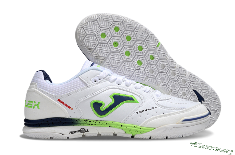 Joma Top Flex IC Football Shoes - White/Blue/Yellow 2