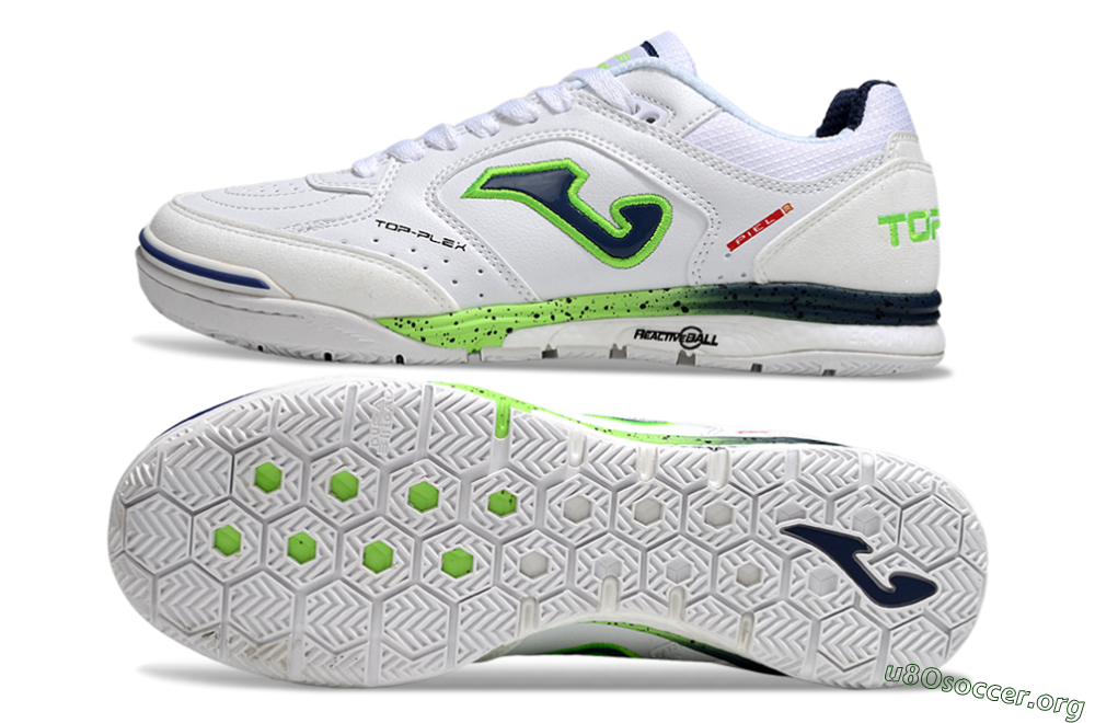 Joma Top Flex IC Football Shoes - White/Blue/Yellow 1