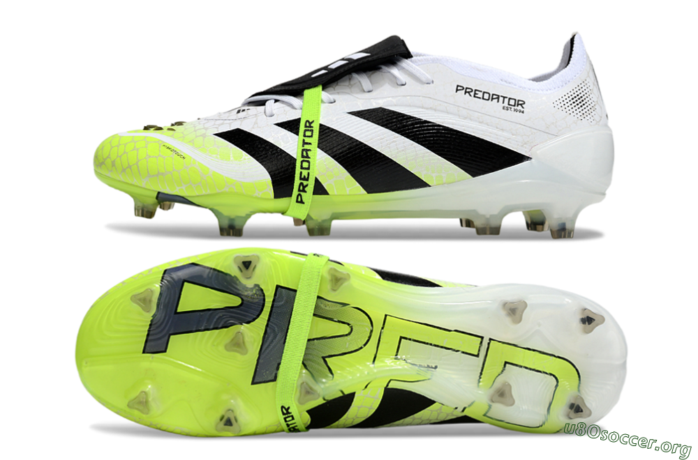 Adidas Predator 25 Elite Foldover Tongue FG Football Boots - White/Black/Yellow 1