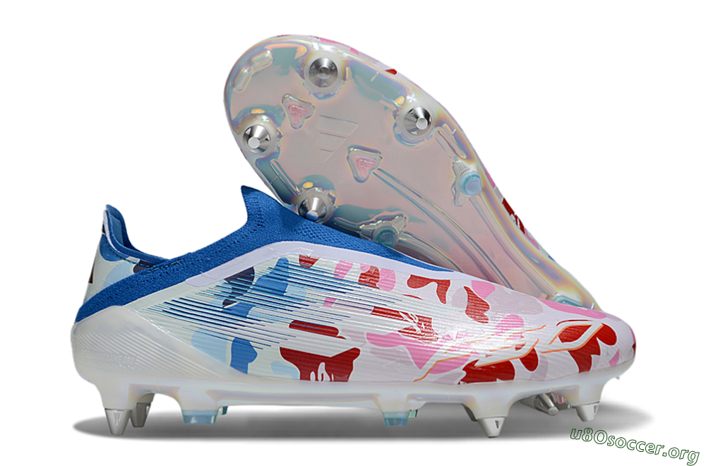 Adidas F50 Elite Laceless SG Football Boots - Pink/Whtie/Blue/Red 2