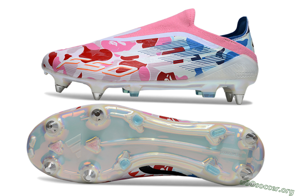 Adidas F50 Elite Laceless SG Football Boots - Pink/Whtie/Blue/Red 1
