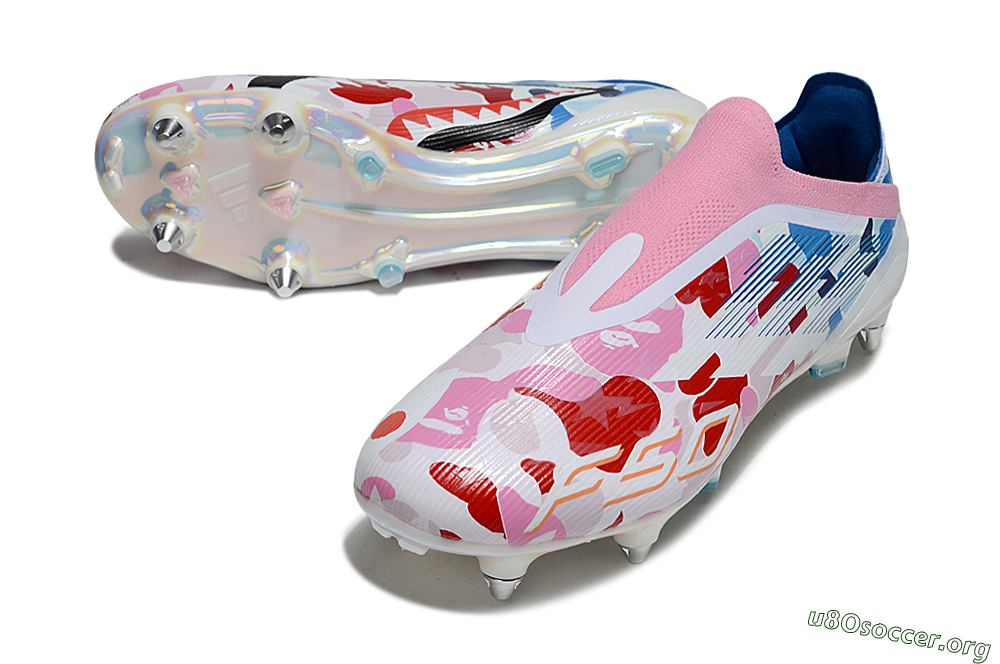Adidas F50 Elite Laceless SG Football Boots - Pink/Whtie/Blue/Red 0