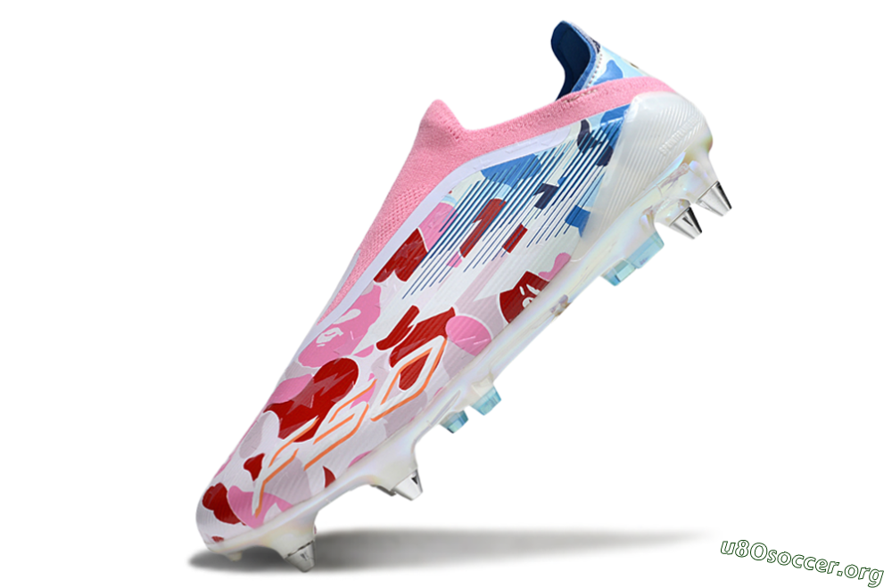 Adidas F50 Elite Laceless SG Football Boots - Pink/Whtie/Blue/Red 4