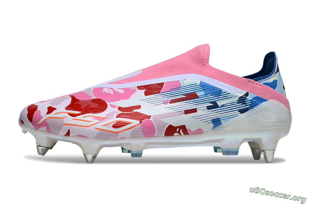 Adidas F50 Elite Laceless SG Football Boots - Pink/Whtie/Blue/Red 3
