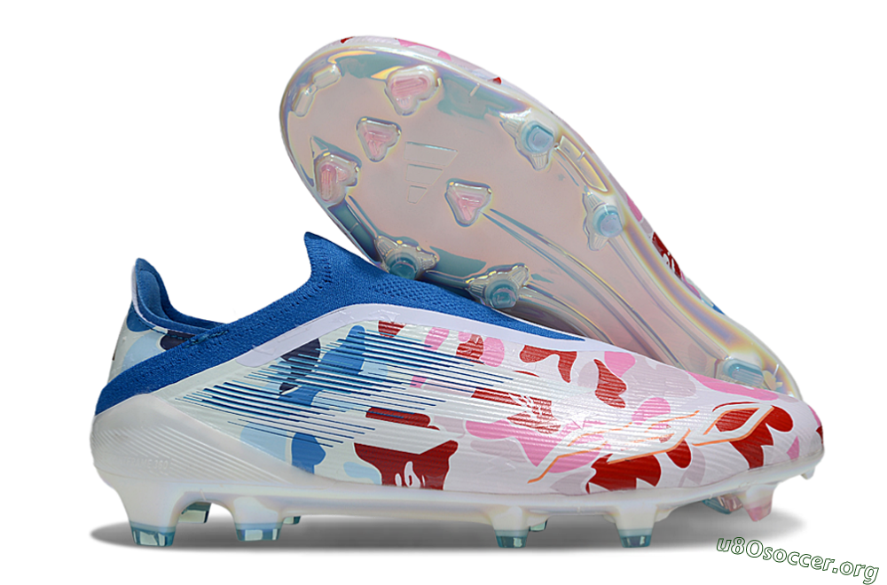 Adidas F50 Elite Laceless FG Football Boots - Pink/Whtie/Blue/Red 2