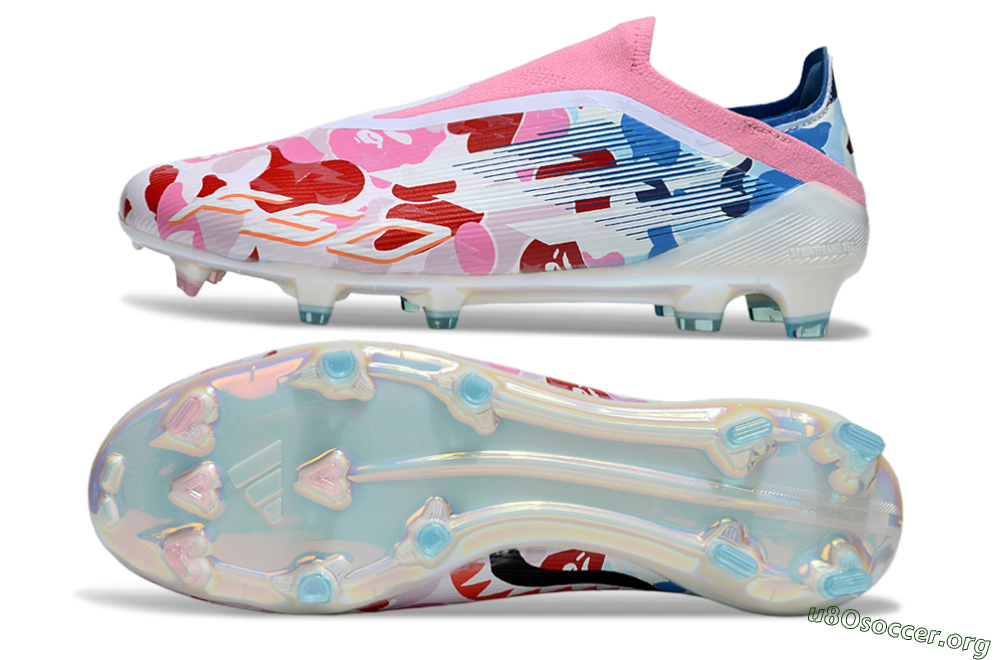 Adidas F50 Elite Laceless FG Football Boots - Pink/Whtie/Blue/Red 1