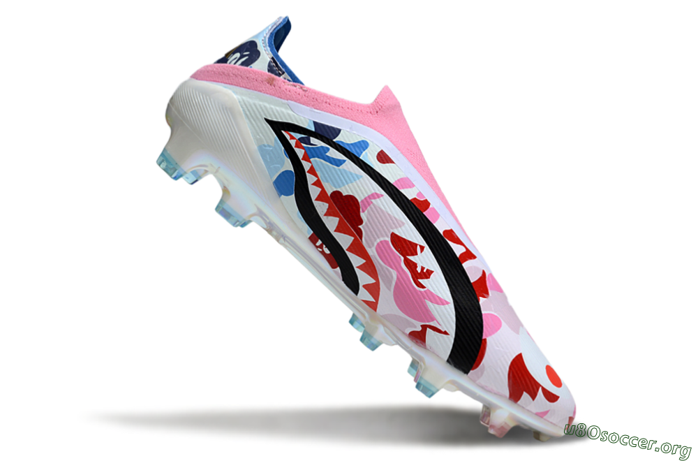 Adidas F50 Elite Laceless FG Football Boots - Pink/Whtie/Blue/Red 4