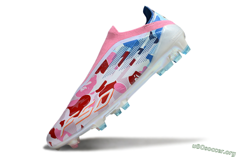 Adidas F50 Elite Laceless FG Football Boots - Pink/Whtie/Blue/Red 5
