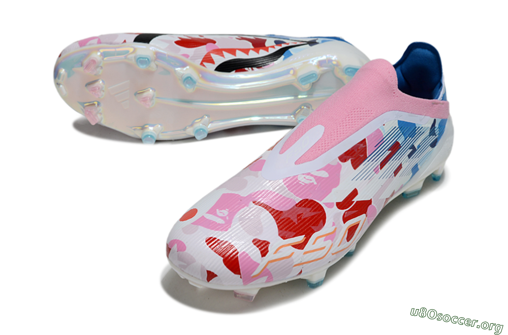 Adidas F50 Elite Laceless FG Football Boots - Pink/Whtie/Blue/Red 0