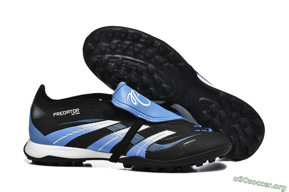 Adidas Predator 25 Elite Foldover Tongue TF Football Shoes - Black/White/Blue 2