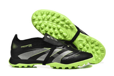 Adidas Predator 25 Elite Foldover Tongue TF Football Shoes - Black/Silver/Yellow