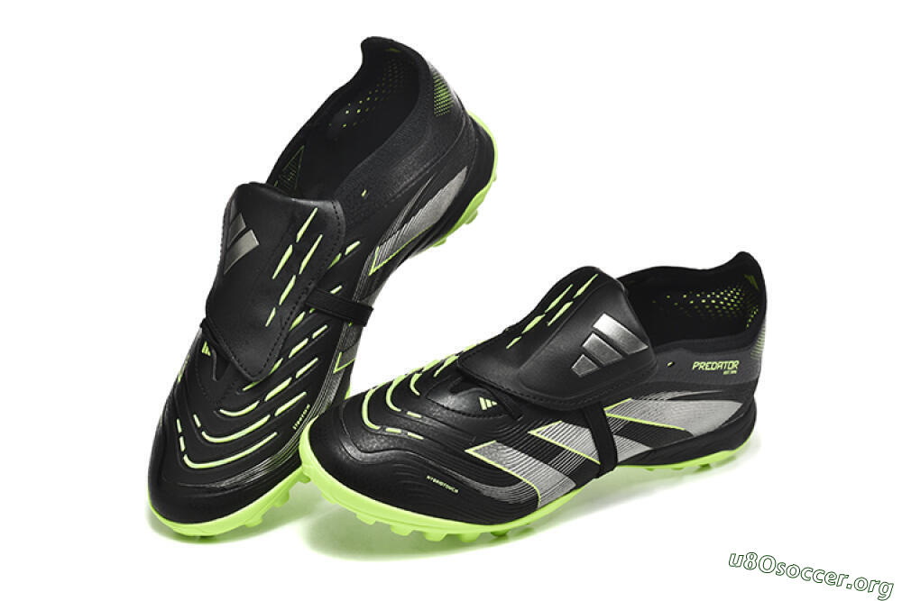 Adidas Predator 25 Elite Foldover Tongue TF Football Shoes - Black/Silver/Yellow 6