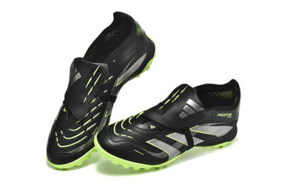 Adidas Predator 25 Elite Foldover Tongue TF Football Shoes - Black/Silver/Yellow