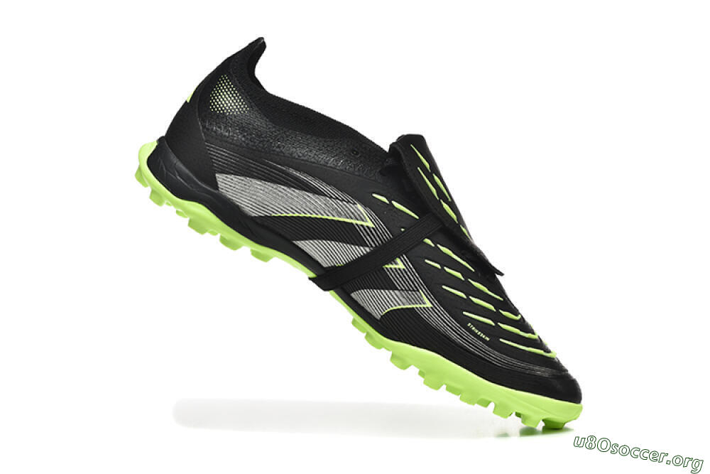 Adidas Predator 25 Elite Foldover Tongue TF Football Shoes - Black/Silver/Yellow 7