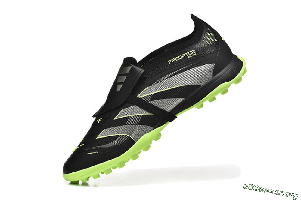 Adidas Predator 25 Elite Foldover Tongue TF Football Shoes - Black/Silver/Yellow 8