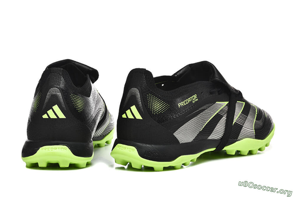 Adidas Predator 25 Elite Foldover Tongue TF Football Shoes - Black/Silver/Yellow 9