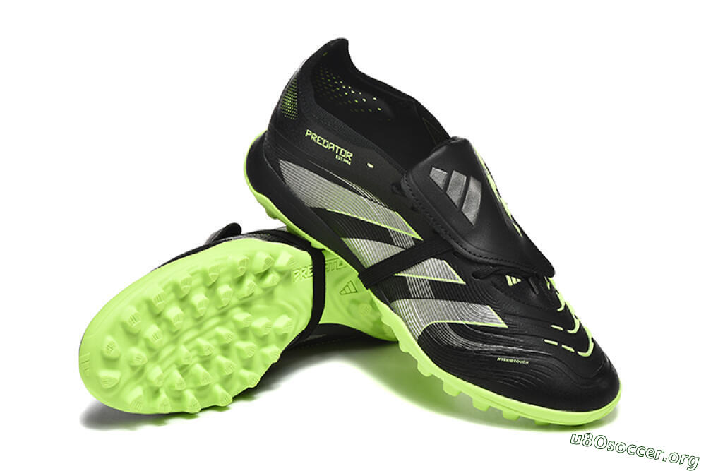 Adidas Predator 25 Elite Foldover Tongue TF Football Shoes - Black/Silver/Yellow 4
