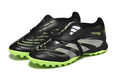 Adidas Predator 25 Elite Foldover Tongue TF Football Shoes - Black/Silver/Yellow