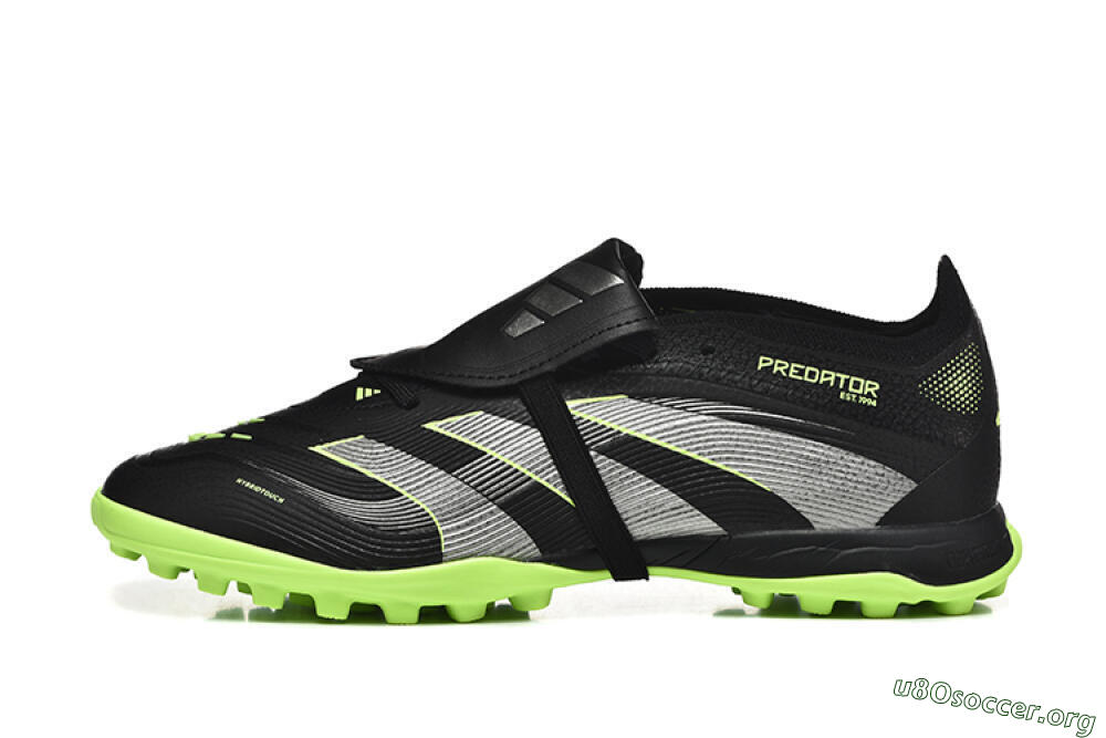 Adidas Predator 25 Elite Foldover Tongue TF Football Shoes - Black/Silver/Yellow 3