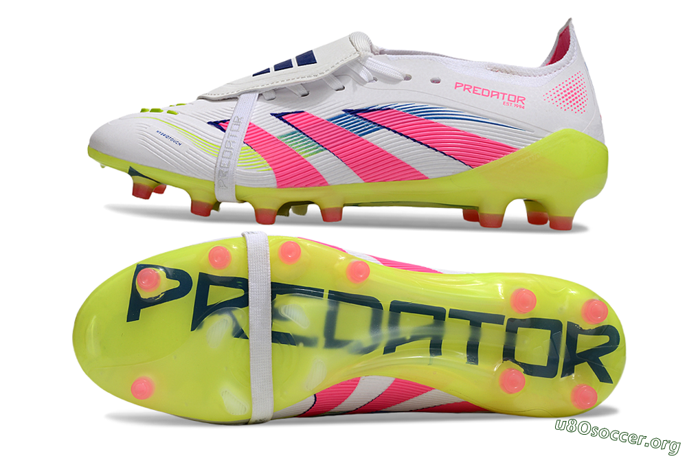 Adidas Predator 25 Elite Foldover Tongue FG Football Boots - White/Pink/Yellow 1