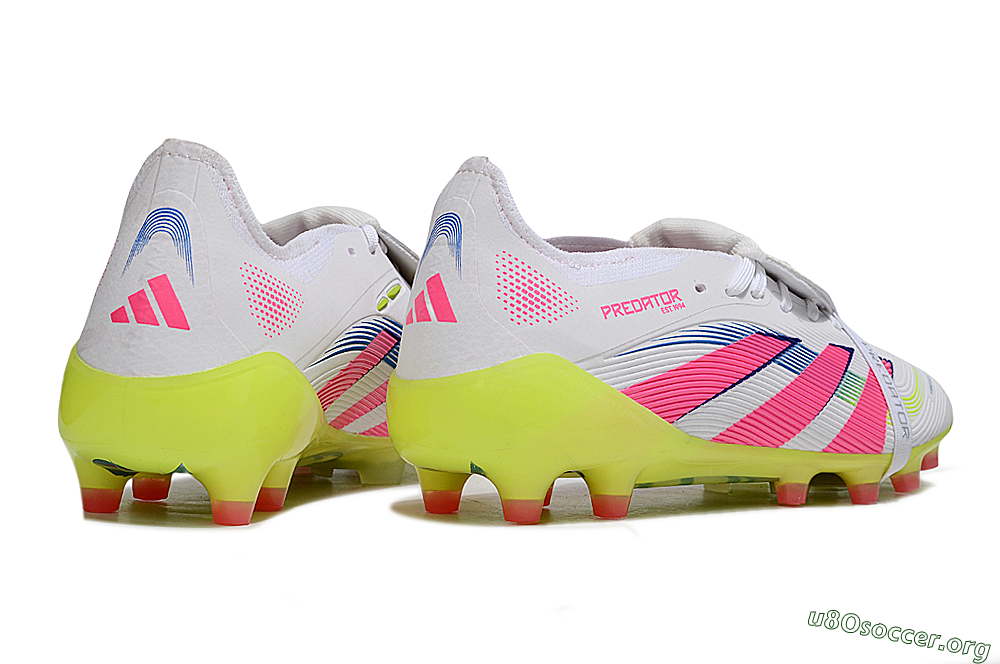 Adidas Predator 25 Elite Foldover Tongue FG Football Boots - White/Pink/Yellow 6
