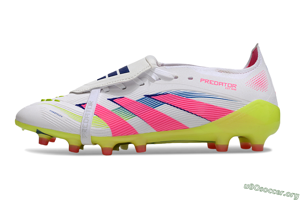 Adidas Predator 25 Elite Foldover Tongue FG Football Boots - White/Pink/Yellow 3