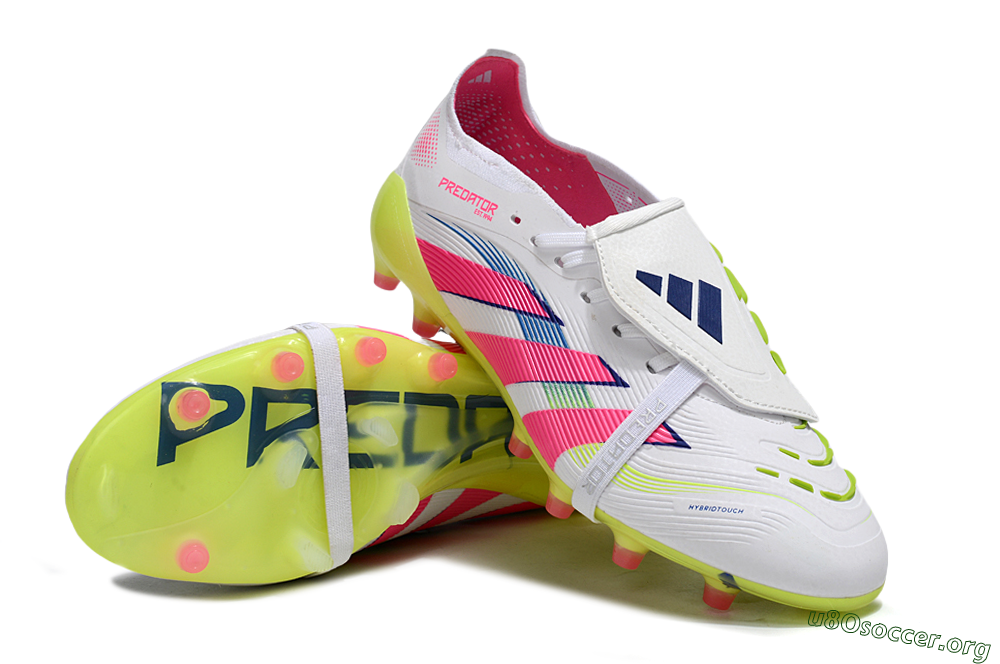 Adidas Predator 25 Elite Foldover Tongue FG Football Boots - White/Pink/Yellow 0