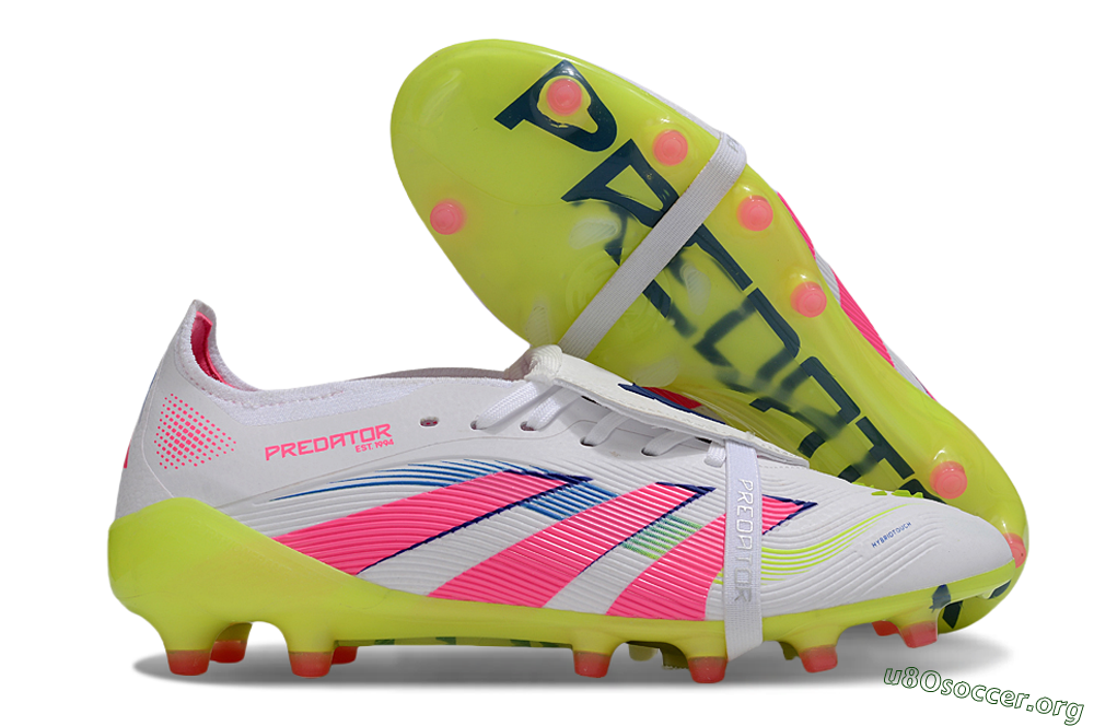 Adidas Predator 25 Elite Foldover Tongue FG Football Boots - White/Pink/Yellow 2